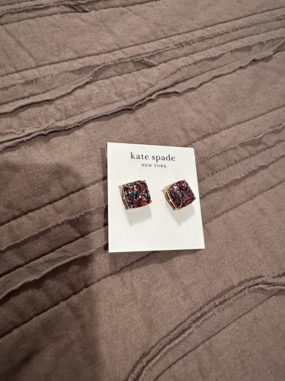 kate spade Multicolor Glitter Square Stud Earrings